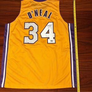 Los Angeles Lakers Shaquille O’Neal 34 Autographed Jersey with Beckett COA